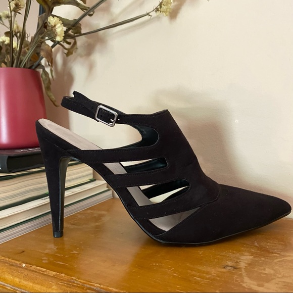 Target Shoes - Suede Look Black Slingback Heels